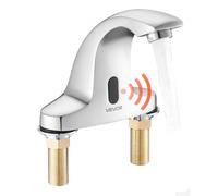VEVOR Grifo de Lavabo Automático sin Contacto para Baño, Latón, con Una Manguera Trenzada Flexible, Alcance 16 cm, Agua Fría, con Sensor, a Pilas, Cromado Plateado, 160 x 45 x 145 mm, 7,6 L/min
