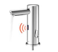VEVOR Grifo de Lavabo sin Contacto con Sensor a Baño, Grifo Automático para Lavabo, en Forma T, Mezclador Monomando Manos Libres Ajustable, a Pilas, Níquel Cepillado Plateado, 130 x 64 x 190 mm