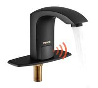 VEVOR Grifo de Lavabo sin Contacto, Grifo Automático para Baño, Alta Resistencia al Agua, con Sensor Manos Libres y Ajustable, Agua Fría/Caliente, a Pilas, Negro Mate, 160 x 45 x 130 mm, 7,6 L/min