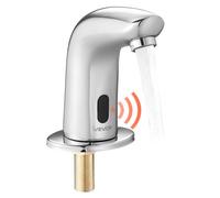 VEVOR Grifo de Lavabo sin Contacto para Baño, Latón, con Sensor y Tapa, a Pilas, Grifo para Inodoro y Lavabo, Robusto y Resistente a la Oxidación, Plata Cromada, 160 x 45 x 145 mm, 7,6 L/min