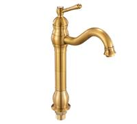 VEVOR Grifo Monomando para Lavabo con Botón Pulsador, Grifo para Fregadero de Cocina, Mezclador Monomando para Baño, Fregadero de Caravana, Carcasa de Latón, Dorado Antiguo, 395 x 220 x 62 mm