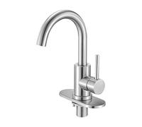 VEVOR Grifo Monomando para Lavabo, con Níquel Cepillado y Caño Alto, Grifo para Fregadero de Cocina, Ahorro de Agua, Mezclador Monomando para Baño, Caravana, Bar, Fregadero, 183 x 50 x 295 mm