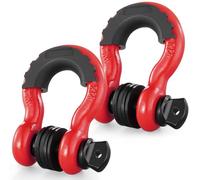 VEVOR Grillete con Anilla en D de 19mm, 2 Grilletes de Acero de Aleación de 28,5T de Resistencia a la Rotura con Pasador de Tornillo de 22mm, Aisladores y Arandelas Grillete para Camión, Jeep, Rojo