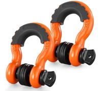 VEVOR Grillete con Anilla en D de 19mm, 2 Grilletes de Acero de Aleación de 28,5T de Resistencia a la Rotura con Pasador de Tornillo de 22mm, Aisladores y Arandelas Grillete para Camión, Naranja