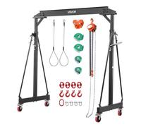 VEVOR Grúa Pórtico Capacidad de 1995 kg, Grúa Pórtico Móvil con Carro Manual, Estructura de Acero, Altura Ajustable de 253 a 373 cm, Ruedas con Bloqueo, para Cargas Pesadas, Garaje, Taller, Almacén