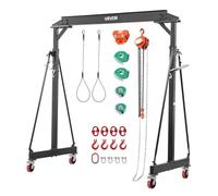 VEVOR Grúa Pórtico Capacidad de 1995 kg, Grúa Pórtico Móvil con Carro Manual, Estructura de Acero, Altura Ajustable de 253 a 373 cm, Ruedas con Bloqueo, para Cargas Pesadas, Garaje, Taller, Almacén