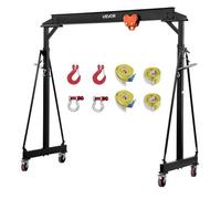 VEVOR Grúa Pórtico Capacidad de 2268 kg, Grúa Pórtico Móvil con Carro Manual, Ruedas con Bloqueo, Altura Ajustable de 255 a 375 cm, Estructura de Acero para Taller, Garaje, Almacén y Cargas Pesadas
