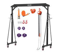 VEVOR Grúa Pórtico Capacidad de 997 kg, Grúa Pórtico Móvil con Carro Manual, Altura Ajustable de 243 a 363 cm, Ruedas con Bloqueo, Estructura de Acero para Garaje, Taller, Almacén y Cargas Pesadas