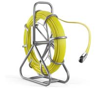 VEVOR Guía Pasacables de 6,3 mm y 100 metros, Cable de Fibra de Vidrio con Soporte de Acero y Freno, Terminales Intercambiables, Herramientas de Electricista, para Pared Tubo Construcción Eléctrica