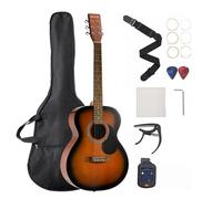 VEVOR Guitarra Acústica 40 in / 1016 mm y 6 Cuerdas con Tapa Maciza de Resplandor Solar