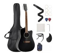 VEVOR Guitarra Acústica con Corte de 1041,4 mm (41 inch) con Tapa de Abeto Macizo Negro