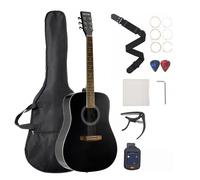 VEVOR Guitarra Acústica Redondeada 41 in / 1041,4 mm y 6 Cuerdas para Músicos, Negro