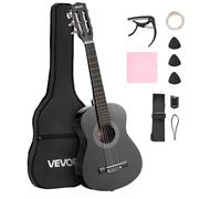 VEVOR Guitarra Clásica, Kit de Guitarra Clásica de Madera de 780 mm con Cuerdas de Nailon, Funda, Correa, Afinador, Cuerdas Adicionales, Púas, Cejilla, Madera de Tilo, para Estudiantes, Negro