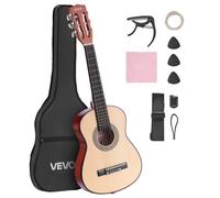 VEVOR Guitarra Clásica, Kit de Guitarra Clásica de Madera de 780 mm con Cuerdas de Nailon, Funda, Correa, Afinador, Cuerdas Adicionales, Púas, Cejilla, Madera de Tilo, para Estudiantes, Natural