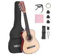 VEVOR Guitarra Clásica, Kit de Guitarra Clásica de Madera de 780 mm con Cuerdas de Nailon, Funda, Correa, Afinador, Cuerdas Adicionales, Púas, Cejilla, Madera de Tilo, para Estudiantes, Natural