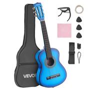 VEVOR Guitarra Clásica, Kit de Guitarra Clásica de Madera de 780 mm con Cuerdas de Nailon, Funda, Correa, Afinador, Cuerdas Adicionales, Púas, Cejilla, Madera de Tilo, para Estudiantes, Azul