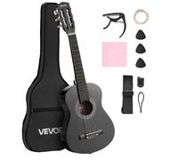 VEVOR Guitarra Clásica, Kit de Guitarra Clásica de Madera de 780 mm con Cuerdas de Nailon, Funda, Correa, Afinador, Cuerdas Adicionales, Púas, Cejilla, Madera de Tilo, para Estudiantes, Negro
