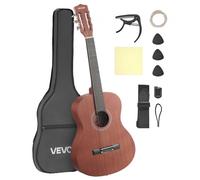 VEVOR Guitarra Clásica, Kit de Guitarra Clásica de Madera de 900 mm con Cuerdas de Nailon, Funda, Correa, Afinador, Cuerdas Adicionales, Púas, Cejilla, Sapeli y Palisandro, para Estudiantes, Natural