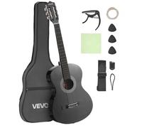 VEVOR Guitarra Clásica, Kit de Guitarra Clásica de Madera de 960 mm con Cuerdas de Nailon, Funda, Correa, Afinador, Cuerdas Adicionales, Púas, Cejilla, Madera de Tilo, para Estudiantes, Negro