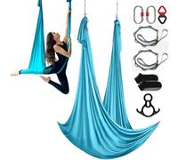 VEVOR Hamaca aérea de yoga 10 x 2,8 m Kit de columpio de yoga con inversión de danza aérea Nylon 100 g/m² Capacidad de carga 1000 kg Vuelo aéreo antigravedad para fitness, culturismo, pilates, azul