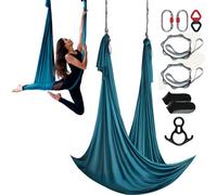 VEVOR Hamaca aérea de yoga 10 x 2,8 m Kit de columpio de yoga con inversión de danza aérea Nylon 100 g/m² Carga 1000 kg Vuelo aéreo antigravedad para fitness Culturismo Pilates oscuro Gimnasio, Verde