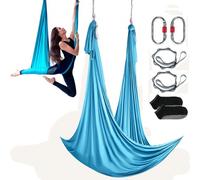 VEVOR Hamaca aérea de yoga 5x2,8 m Kit de columpio de yoga con inversión de danza aérea Nylon 100 g/m² Carga 1000 kg Vuelo aéreo antigravedad para fitness Culturismo Pilates Gimnasio Estudio, Azul