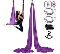 VEVOR Hamaca aérea de yoga 8x2,8 m Kit de columpio de yoga con inversión de danza aérea Nylon 100 g/m² Carga 1000 kg Vuelo aéreo antigravedad para fitness Culturismo Pilates Gimnasio Estudio, Púrpura