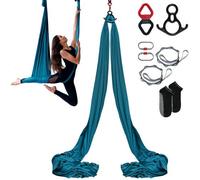 VEVOR Hamaca aérea de yoga 8x2,8 m Kit de columpio de yoga con inversión de danza aérea Nylon 100 g/m² Carga 1000 kg Vuelo aéreo antigravedad para fitness Culturismo Pilates Gimnasio Estudio, Verde