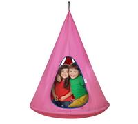 VEVOR Hamaca Nido para Niños 100x132 cm Columpio Colgante Interior Exterior Capacidad de Carga 113 kg con Cuerda Ajustable Instalación Sencilla para Salón, Dormitorio, Césped, Jardín, Madera, Rosa