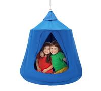 VEVOR Hamaca para Niños, Columpio Colgante para Interiores y Exteriores, Carga de 150 kg, Carpa para Árbol con Cadena de Luces LED, Base Inflable, Carpa para Juegos para Sala de Estar, Jardín, Azul