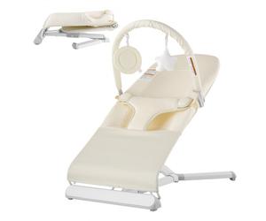 VEVOR Hamaca Plegable Portátil para Bebés de 0 a 9 Meses, con 2 Ángulos Reclinables y Barra de Juguetes Giratoria, con Bolsa de Transporte para Interiores y Exteriores, Beige, 685 x 410 x 600 mm