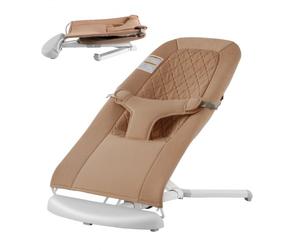 VEVOR Hamaca Portátil Plegable para Bebés de 0 a 9 Meses, con 2 Ángulos Reclinables y Arnés de 3 Puntos, con Bolsa de Transporte para Interiores y Exteriores, Carga 9 kg, Camello, 651 x 410 x 600 mm