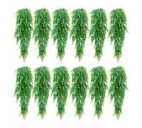 VEVOR Helechos Artificiales Paquete de 12, Helechos de Boston Artificiales Colgantes Longitud de 813 mm, Hojas de Seda y LDPE sin Maceta para Interior y Exterior Porche Balcón Hogar Decoración Jardín
