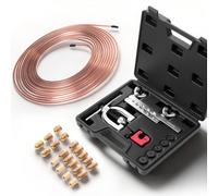 VEVOR Herramienta Abocardador Tubos de Freno, Kit de Reparación de Líneas de Freno 45 Grados Doble y Simple, Cortatubos, Adaptadores, Barra, Cono, Uniones Roscadas para Tubo de Cobre de 4,76 x 12,7 mm