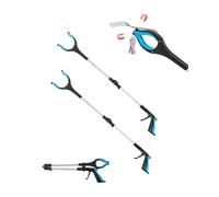 VEVOR Herramienta de recogida, paquete de 2 herramientas plegables de 34 pulgadas con mandíbula ancha giratoria de 360° e imán de doble cara, herramienta ligera para personas mayores, recogedor de