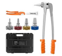 VEVOR Herramienta Expansor de Tubos PEX, Kit Manual para Expandir Tubería con 4 Cabezales de Expansión de 9,52 a 25,4 mm con Cortatubos, Lubricante para Instalaciones de Sistemas de Agua y Calefacción