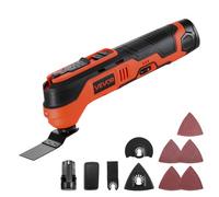 VEVOR Herramienta Oscilante Inalámbrica, con 6 Velocidades 6000-17500 OPM, Ángulo de Oscilación 3,2°, Batería 2,0 Ah y Cargador, 8 Accesorios de Sierra y Luz de Trabajo LED, 270 x 100 x 55 mm