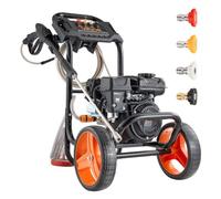 VEVOR Hidrolimpiadora de Alta Presión 2900 PSI 7 L/min, Lavadora de Gasolina de Alta Presión de Perfil Bajo con Bomba de Aluminio, Manguera de 7,9 m, 4 Boquillas, Ruedas para Coches Ventanas Paredes