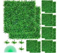 VEVOR Hierba Artificial Verde de 12 Piezas 50,8 x 50,8?cm, Panel de Boj de Hiedra Artificial de Alta Densidad contra UV y 100% PE, Plantas Artificiales Decorativas para Pared, Jardines, Patio Trasero