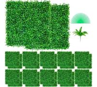 VEVOR Hierba Artificial Verde de 24 Piezas 25,4 x 25,4 cm, Panel de Boj de Hiedra Artificial de Alta Densidad contra UV y 100% PE, Plantas Artificiales Decorativas para Pared, Jardines, Patio Trasero