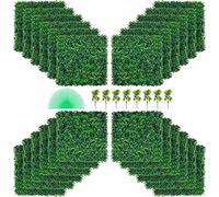 VEVOR Hierba Artificial Verde de 24 Piezas 50,8 x 50,8 cm, Panel de Boj de Hiedra Artificial de Alta Densidad contra UV y 100% PE, Plantas Decorativas para Pared, Jardines, Patio Trasero