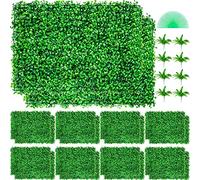 VEVOR Hierba Artificial Verde de 24 Piezas 61 x 40,6 cm, Panel de Boj de Hiedra Artificial de Alta Densidad contra UV y 100% PE, Plantas Artificiales Decorativas para Pared, Jardines, Patio Trasero