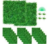 VEVOR Hierba Artificial Verde de 48 Piezas 25,4 X 25,4 cm, Panel de Boj de Hiedra Artificial de Alta Densidad contra UV y 100% PE, Plantas Artificiales Decorativas para Pared, Jardines, Patio Trasero