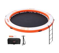 VEVOR-Hinchable 2,4 Malla Diámetro de 1,52 m Plataforma Antideslizante Estera de Agua con Bolsa Portátil Escalera Extraíble para Relajación Piscina Playa, Color Blanco + Naranja