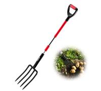 VEVOR Horca de Jardín Resistente de 4 Dientes con Mango de Fibra de Vidrio, con Empuñadura en Y, Horquilla de Acero Forjado para Heno, Papa, Compostaje, Trasplante y Aireación, 1140 x 175 mm