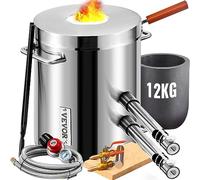 VEVOR Horno de fusión de gas 12 kg 1482 ℃ Horno de propano Fundición 2 Función Fusion y Forja Kit de horno de fusión de metal Crisol de grafito 2 quemadores para fundición de oro de aluminio y plata,