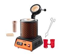 VEVOR Horno de Fusión de Oro Digital, con Crisol Cerámico de 3 kg, 1350 W, máx. 1150 ℃, Kit de Horno de Fusión de Metales para Fabricación de Joyas, Lingotes y Componentes Metálicos, Color Negro