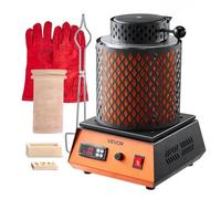 VEVOR Horno de Fusión de Oro Digital, con Crisol Cerámico de 5 kg, 1500 W, máx. 1150 ℃, Kit de Horno de Fusión de Metales para Fabricación de Joyas, Lingotes y Componentes Metálicos, Color Negro