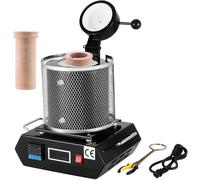 VEVOR Horno de Fusión de Oro, Temperatura Máx. 1150 ℃, Horno de Fusión Eléctrico Digital con Crisol Cerámico de 3 kg para Fundición y Refinación de Metales Preciosos, para Oro/Plata/Aluminio, Negro