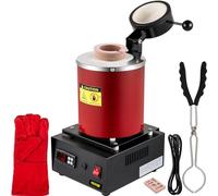 VEVOR Horno de Fusión de Oro, Temperatura Máxima de 1150 ℃, Horno de Fusión Eléctrico Digital con Crisol Cerámico de 3 kg, Matriz de Lingote y Guantes, para Procesar Oro/Plata/Cobre/Aluminio, Rojo